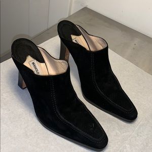Black Suede Manolo Blahnik Mule Heels